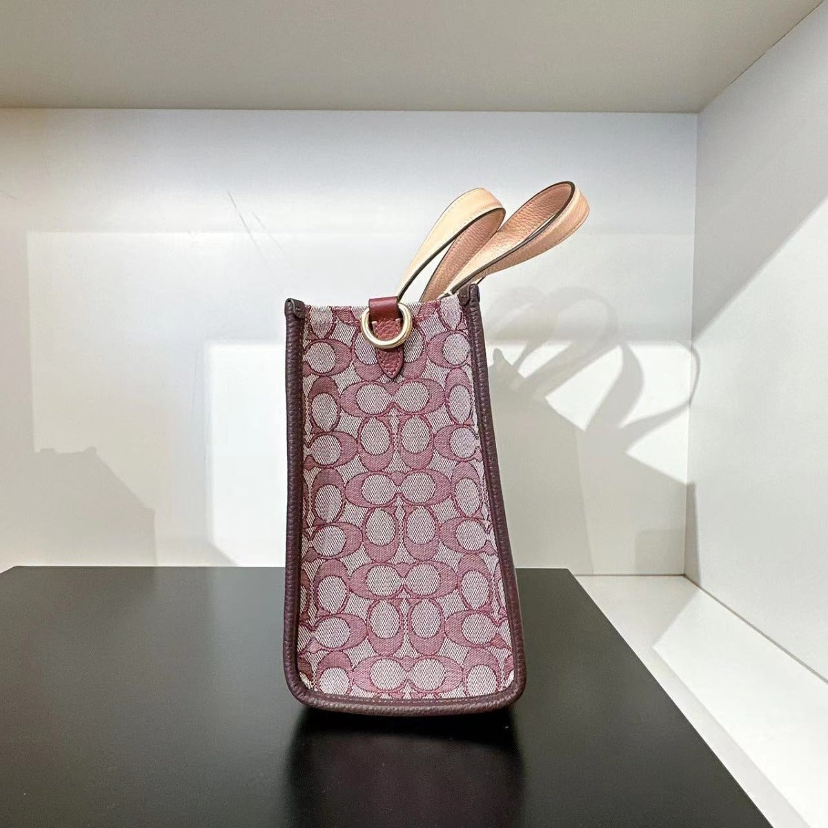 Coach C8448 Dempsey Carryall In Signature Jacquard In Gold/Wine Multi Coach C8448 Dempsey Carryall In Signature Jacquard In Gold/Wine Multi